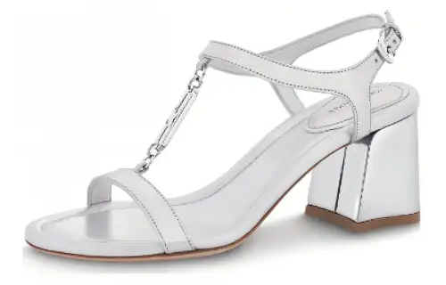 LOUIS VUITTON Dita Leather One Strap Sandals Women's Silver