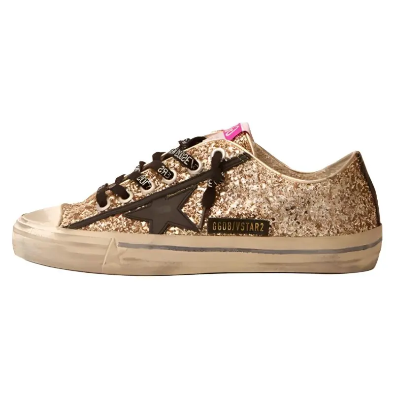 Golden Goose V Star LTD Low top Stylish Skateboarding Shoes Women's Gold