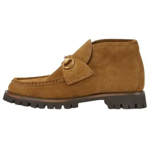 GUCCI Horsebit Ankle Boots Women's Brown