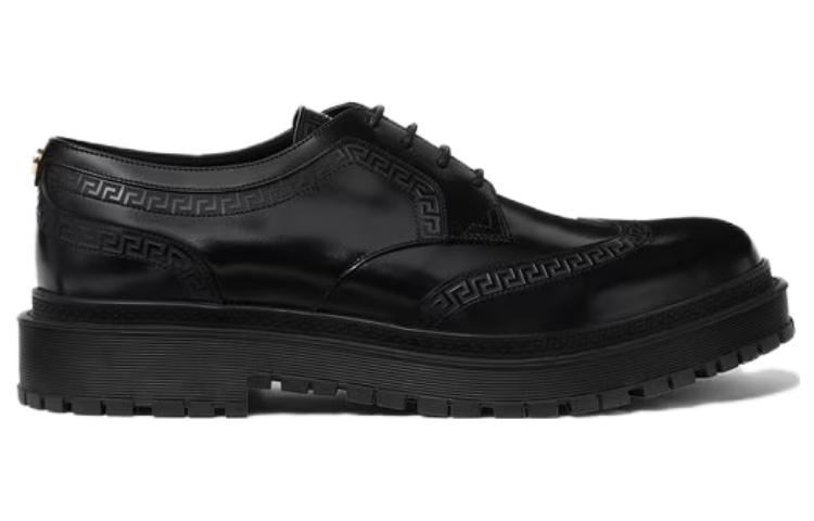 VERSACE Cow Leather Derby Shoes Men's Black