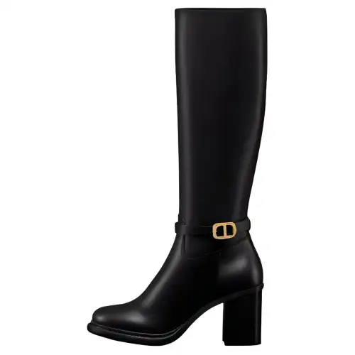 DIOR 30 Montaigne Knee high Boots 7.5cm Women's Black Gold