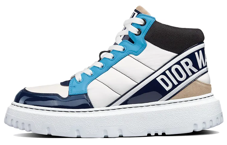DIOR D Player Skateboard Shoes Women's High Top Blue/White