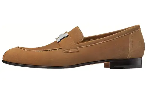 HERMES Suede Casual Shoes Women's Brown