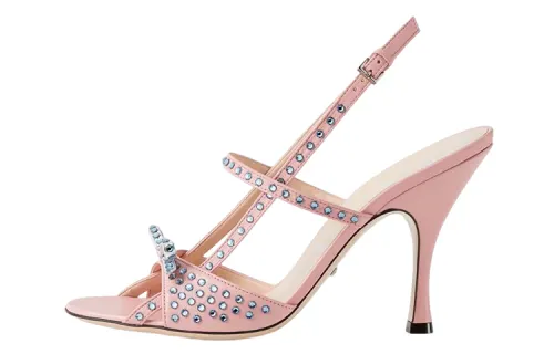 GUCCI Leather One Strap Sandals Women's Light Pink