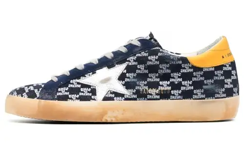 Golden Goose Super Star Low top Skateboard Shoes Men's Blue Distressed