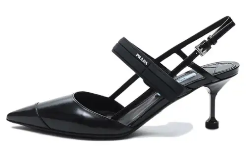 PRADA Leather Slim Heel High Heel Sandal 6.5cm Women's Black