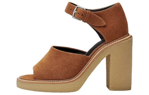 HERMES Drew Suede One Strap Sandals Women's Brown