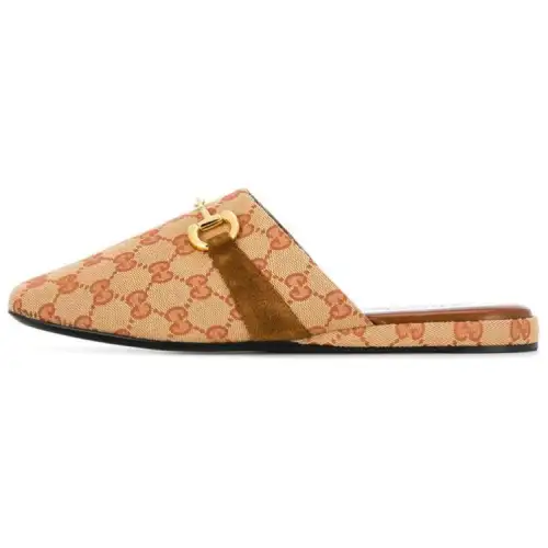 GUCCI Jordaan Quiet Closed Toe Slippers Men's Brown