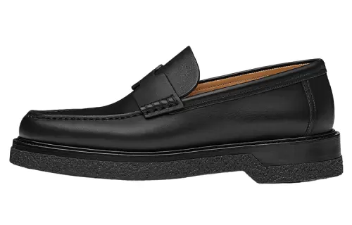 HERMES Dale Leather Men's Casual Shoes Men's Black