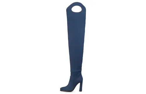 Burberry Knee High Boots 10cm Women's Denim Blue