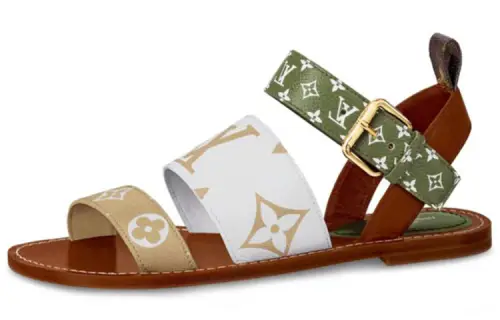 LOUIS VUITTON Formentera One Strap Sandals Women's White Brown Green