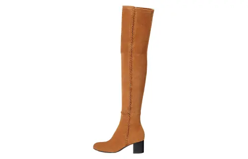 HERMES Decibel Suede Knee high Boots Women's Brown
