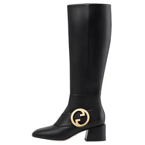 GUCCI Blondie Logo-plaque Knee Boots
