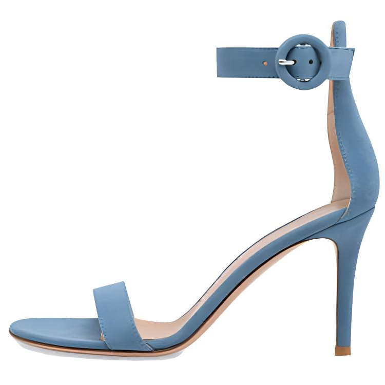 GIANVITO ROSSI Portofino suede round toe open toe strap sandals 8.5cm women's blue