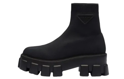 PRADA Monolith Fabric Ankle Boots 5.5cm Women's Black