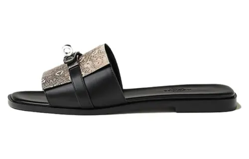 HERMES Giulia Slide Slippers Women's Black