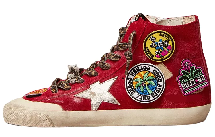 Golden Goose Francy Skateboard Shoes Women's High Top Red