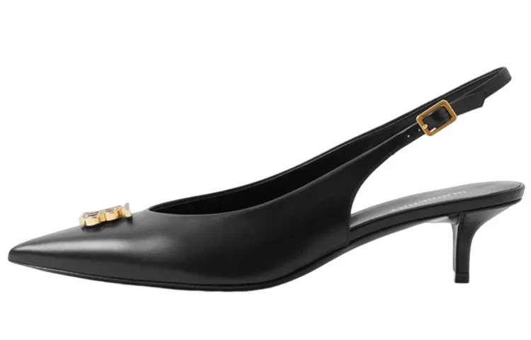 Burberry Leather Slim Heel High Heels Women's Black