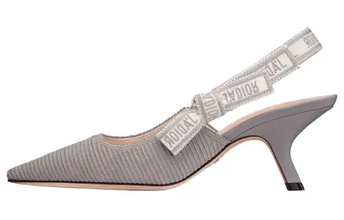 DIOR Cotton Fabric Slim Heel High Heels 6.5cm Women's Gray