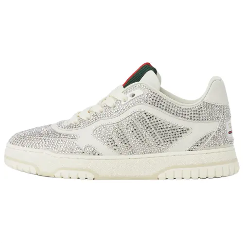 GUCCI Re Web Leather Low top Skateboard Shoes Women's White