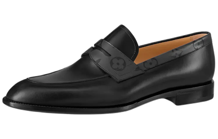 LOUIS VUITTON Saint Germain Leather Loafers Casual Shoes Men's Black