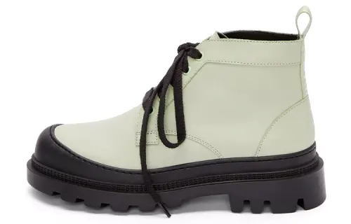 LOEWE Leather Lace Up Ankle Boots Women's Bright Green