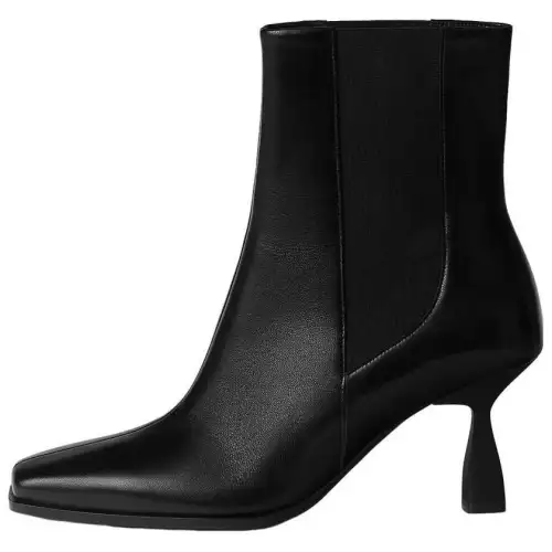 HERMES Gill Leather Short Chelsea Boots Women's Black