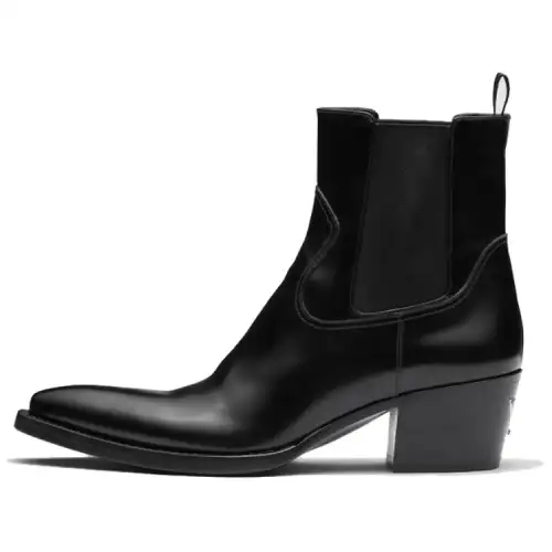 PRADA Leather Short Chelsea Boots Women's Black