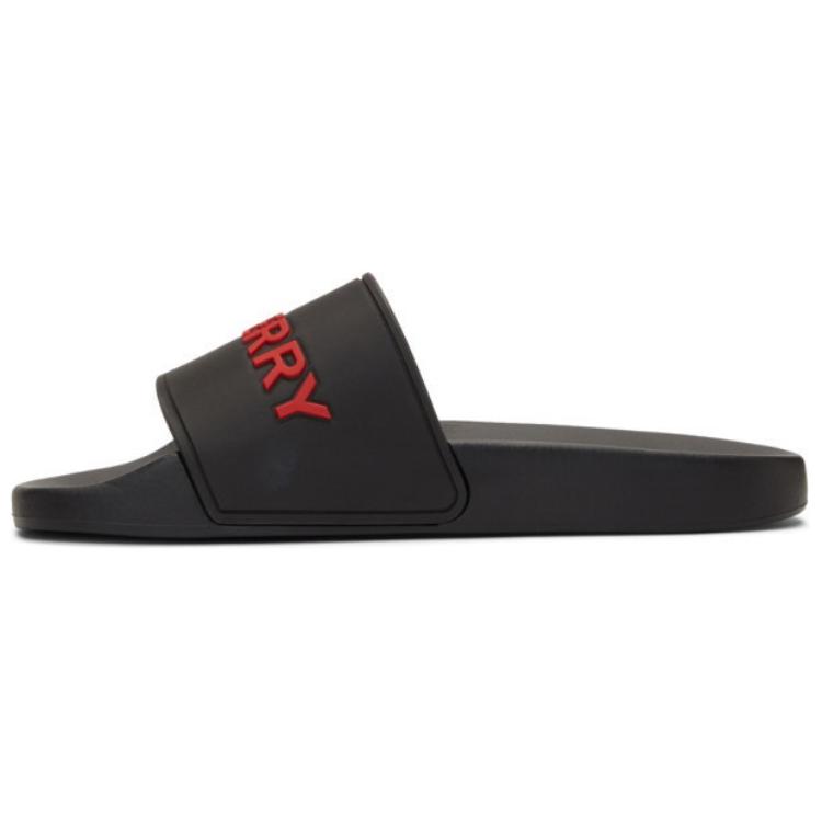Burberry Embossed Logo Slides Black Red