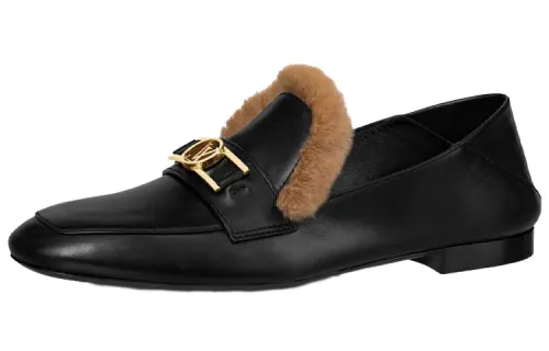 LOUIS VUITTON Upper Case Loafers Women's Black