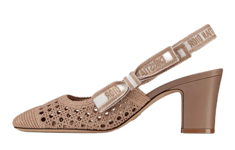DIOR Moi Chunky Heel High Heels Women's Nude