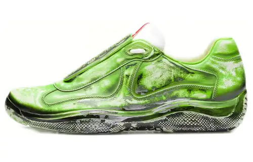Cass x PRADA D3cay America's Cup Leather Low top Athletic Shoes Unisex Bright Green