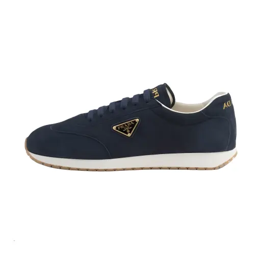 PRADA Triangle-logo Suede Sneakers