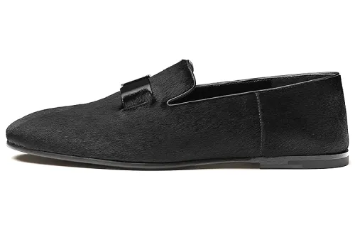 HERMES Drink Calfskin Casual Shoes Men's Black