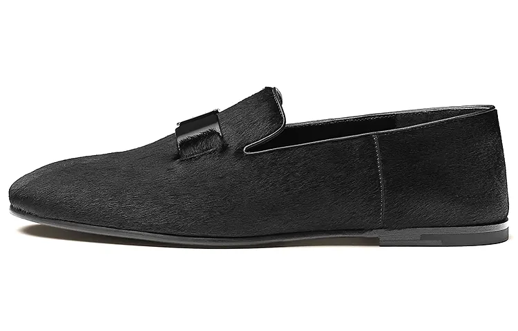 HERMES Drink Calfskin Casual Shoes Men's Black