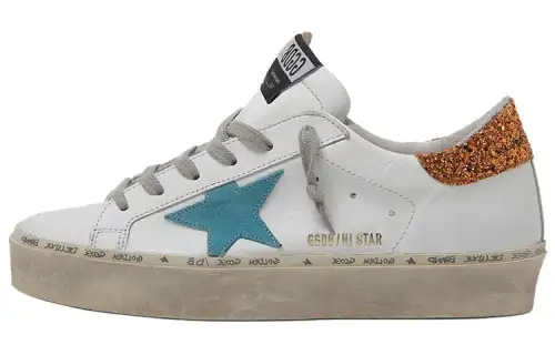 Golden Goose Hi Star Cow Leather Stylish Skateboarding Shoes Women's White Distressed