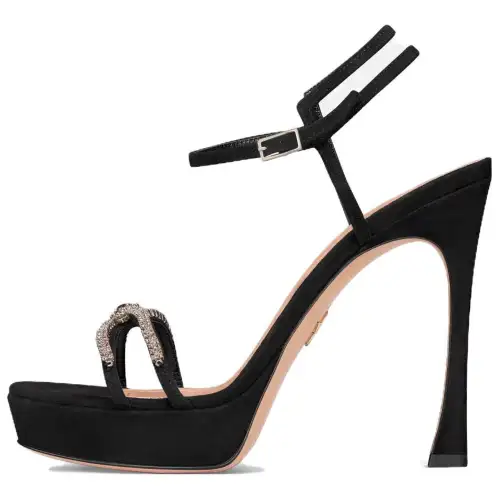 DIOR Sunset Cow Leather One Strap Sandals 12cm Women's Black