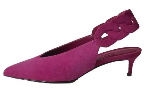 HERMES Gabriella Leather Slim Heel High Heels 4cm Women's Purple