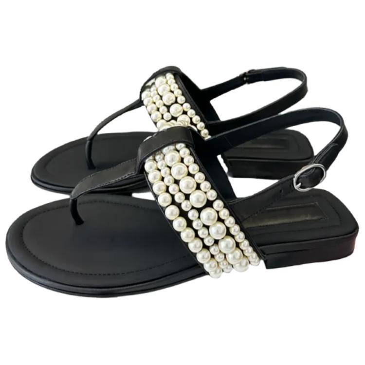 CHANEL 23P SS Cow Leather One Strap Sandals Women's Black