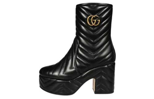 GUCCI Sheepskin Ankle Boots Women's Black