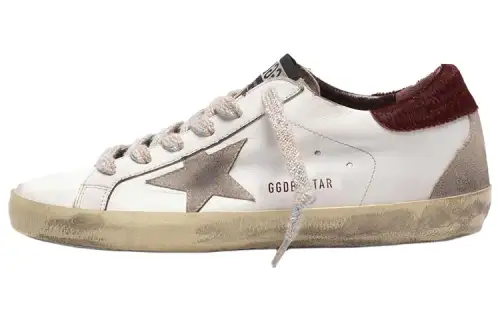 Golden Goose Super Star Low top Casual Shoes Women's White Brown Red Tail Distressed