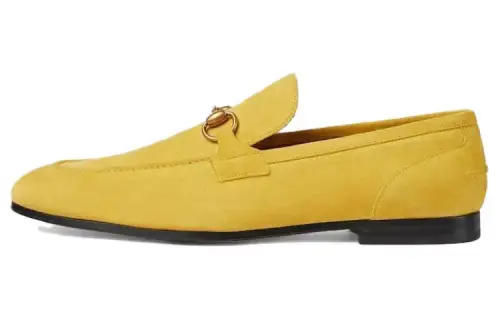 GUCCI Jordaan Suede Loafers 1CM Men's Yellow