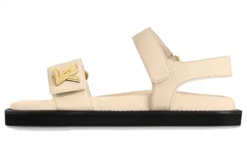 LOUIS VUITTON Sunset One Strap Sandals Women's Beige Black