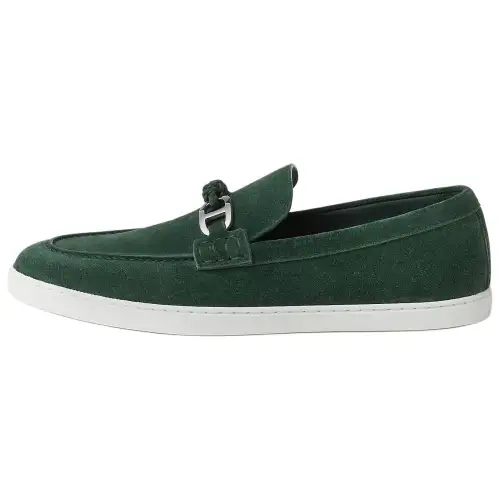 HERMES Ignacio Calfskin Loafers Men's Green