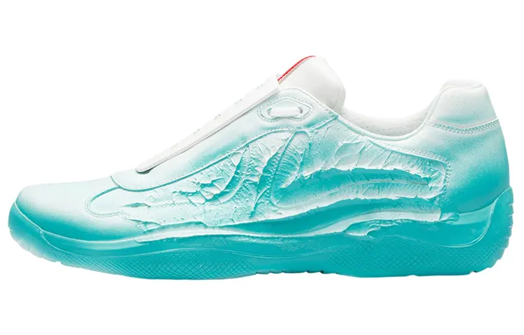 Cass x PRADA America's Cup Att4ck Leather Low top Athletic Shoes Unisex Blue Green