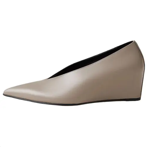 HERMES Louna Wedge Heel High Heels 5.5cm Women's Pebble Beige