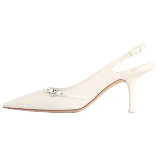 LOUIS VUITTON 6AM Sheepskin Slim Heel High Heels 7.5cm Women's White