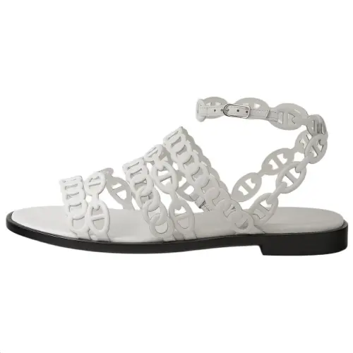 HERMES Kalliste Leather Roman Sandals Women's White