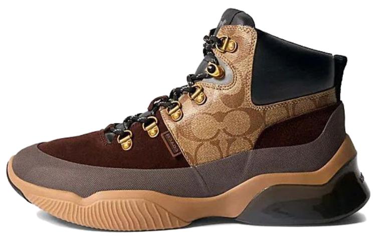 COACH Citysole Artificial Leather High top Sports Casual Shoes Men's Brown Red