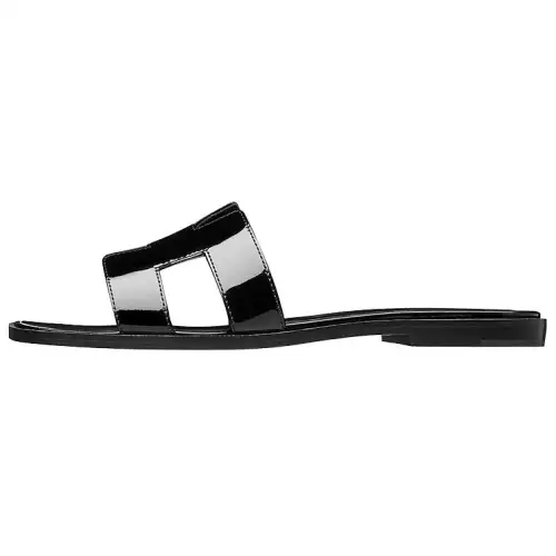 HERMES Oran Slide Slippers Women's Bright Black